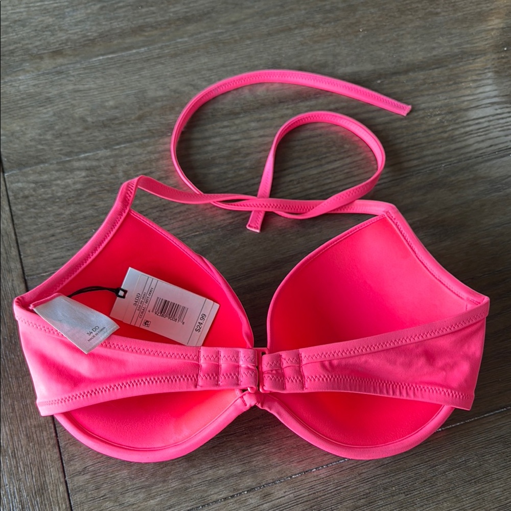 Shade & Shore Pink Bikini Top with Adjustable Halter Ties - Picture 4 of 7